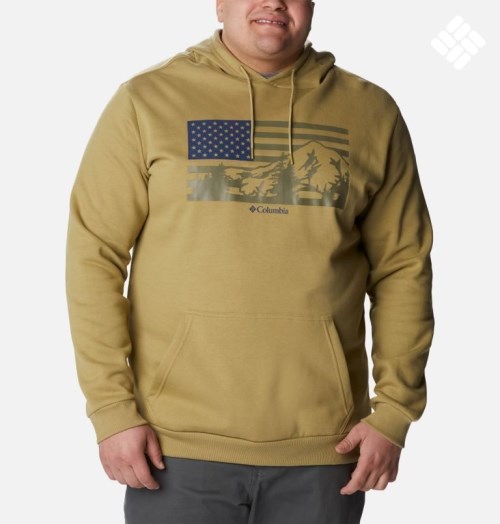 Men's Columbia CSC Country Logo Hoodie Olive | Plus Size CA-W4CL5